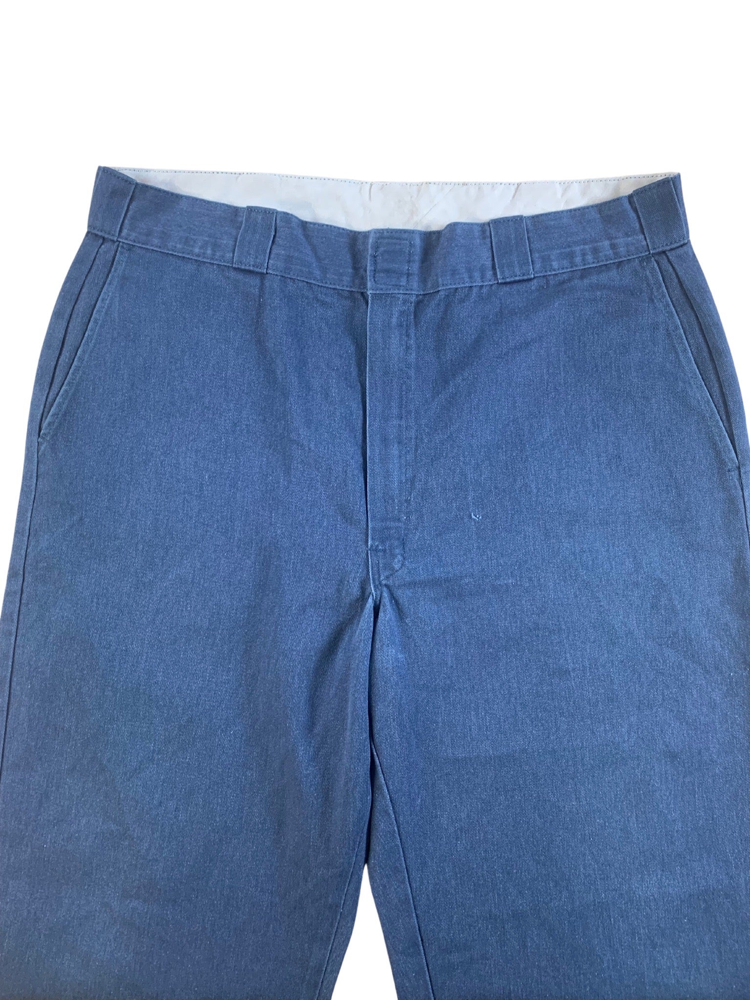 1x Vintage DICKIES Navy Blue Straight Leg Trousers - Waist 34 - Length 30 - Vintage Superstore Online