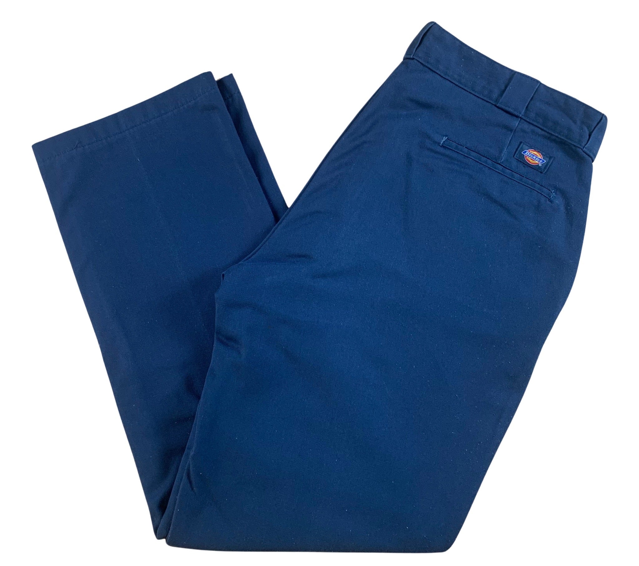 1x Vintage DICKIES Navy Blue Straight Leg Trousers - Waist 38 - Length 30 - Vintage Superstore Online