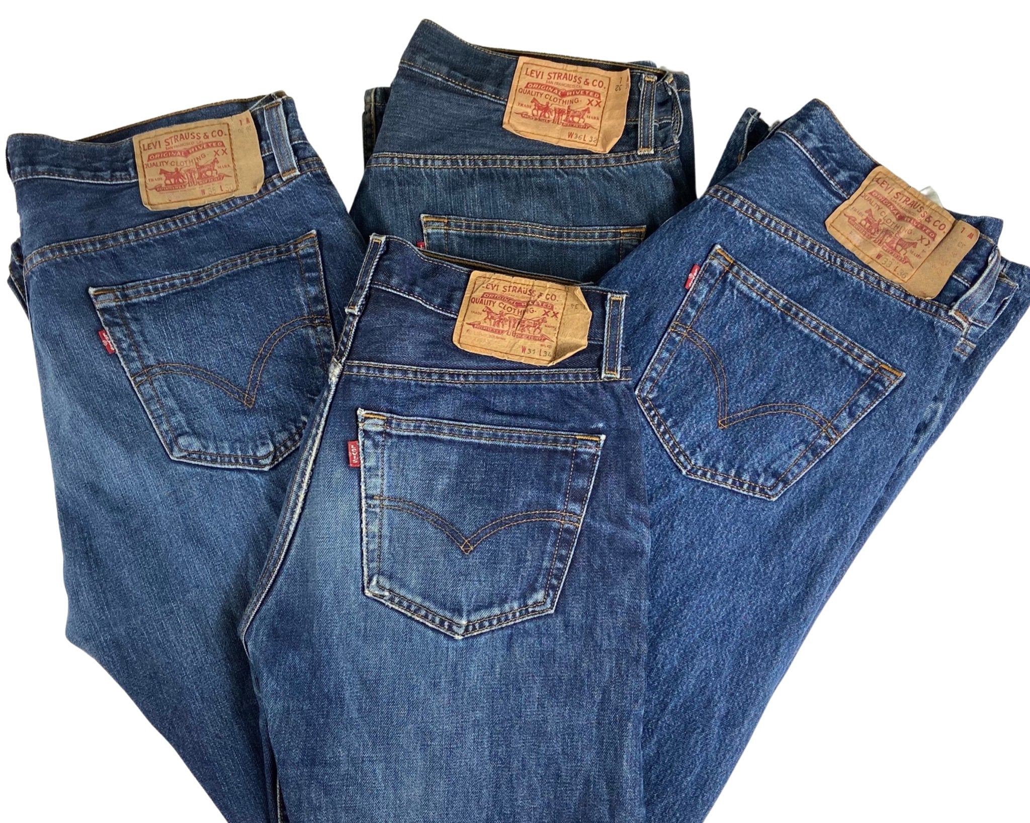 4 Pack - Vintage LEVI'S Classic Blue Zip Fly Jeans - Waist 33 - Length 32 - Vintage Superstore Online